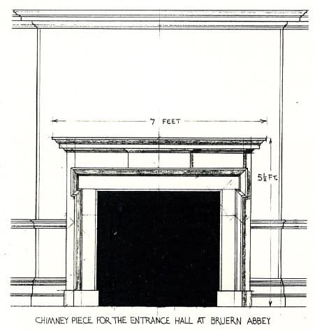 The new chimney and fireplace in the entrance hall